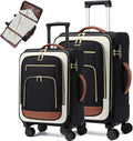 LOVEVOOK Luggage Set 2 Piece, Carry on Luggage Airline Approved, 22 & 26.5 Inch Large Rolling Suitcase with Garment Bag, Lightweight Underseat Carryon Luggage for Women Travel with TSA Lock