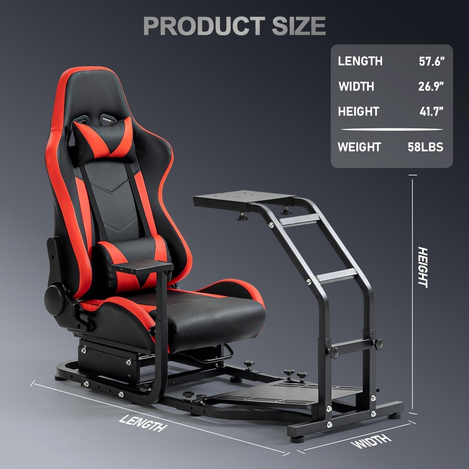 Supllueer Racing Simulator Cockpit with Gaming Seat Fit for Logitech G29 G920 G923, for Thrustmaster T248 T300RS TX F458 T128,for Fanatec,Adjustable Race Game Sim Stand No Steering Wheel Pedal Shifter