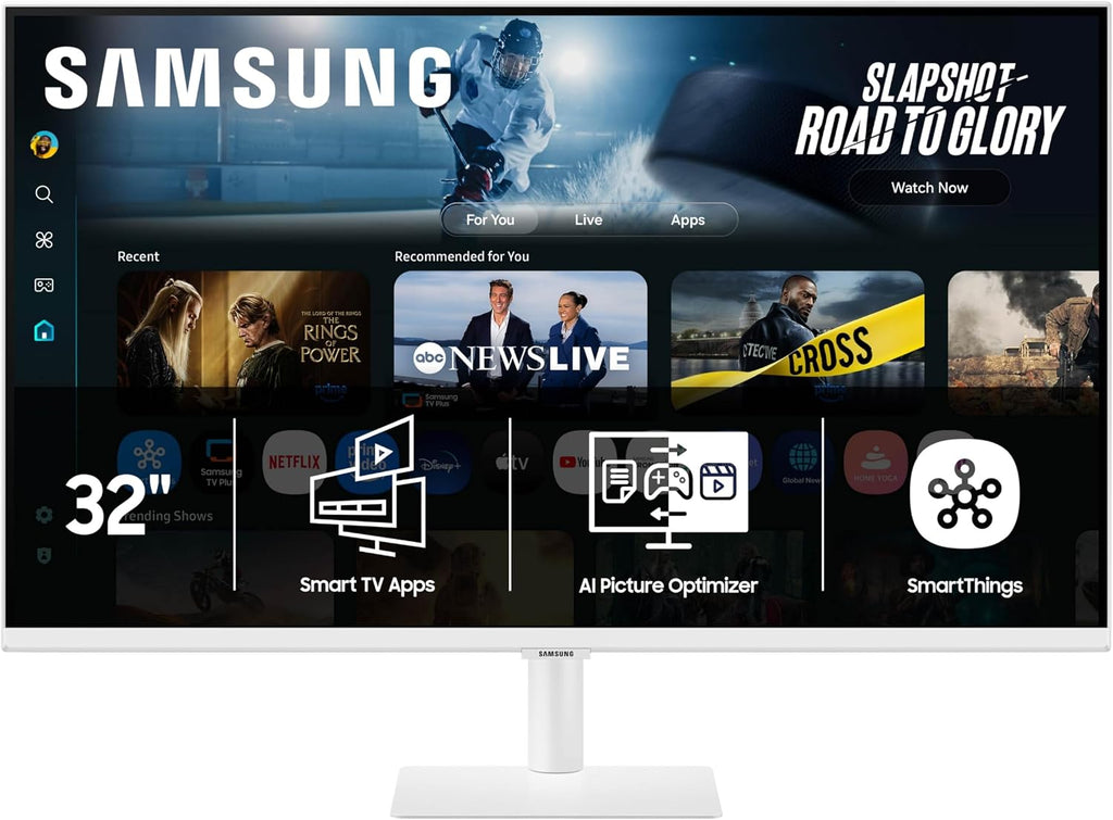 Samsung 32' Smart Monitor M7 (M70F) 4K UHD Display, Samsung Vision AI, Smart TV Apps, Gaming Hub, USB-C, HDMI and USB-A, White, LS32FM703UNXZA, 2025 (Renewed)
