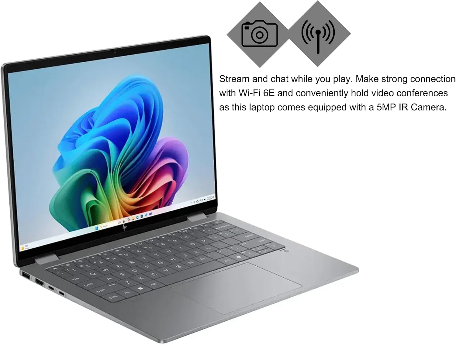 HP OmniBook X Flip 2-in-1 Laptop 14' WUXGA IPS Touch (400nits) AMD 6-core Ryzen AI 5 340 (Up to 50 Tops) 16GB RAM 2TB SSD for Creator Designer Business Professional Win11Pro ICP Hub