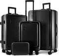 TRAVELARIM Hard Shell Luggage Sets with Spinner Wheels 4 Piece, Expandable Large Suitcases with TSA Lock, Travel Large Suitcase Set, Jet Black Luggage Set