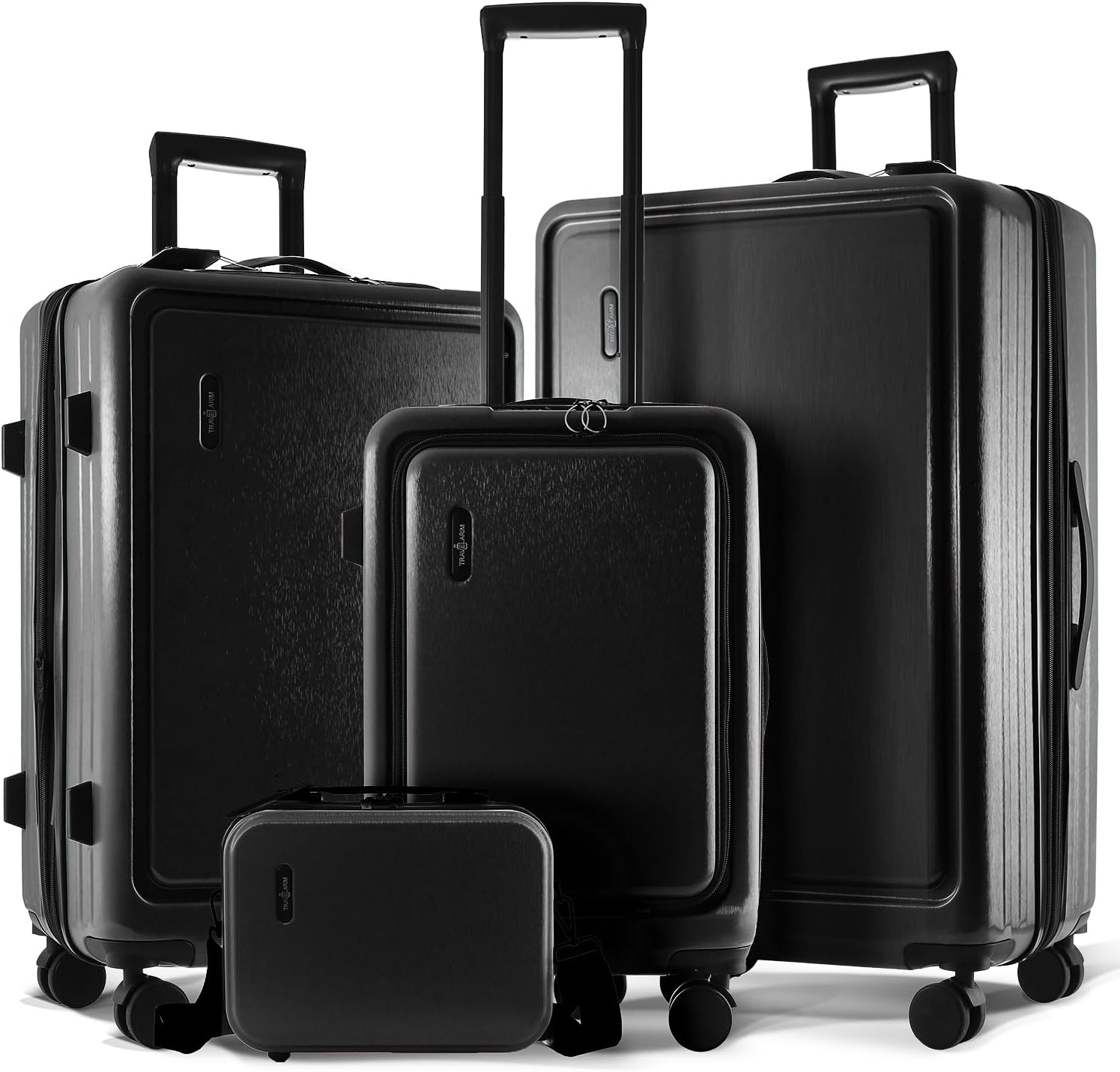 TRAVELARIM Hard Shell Luggage Sets with Spinner Wheels 4 Piece, Expandable Large Suitcases with TSA Lock, Travel Large Suitcase Set, Jet Black Luggage Set
