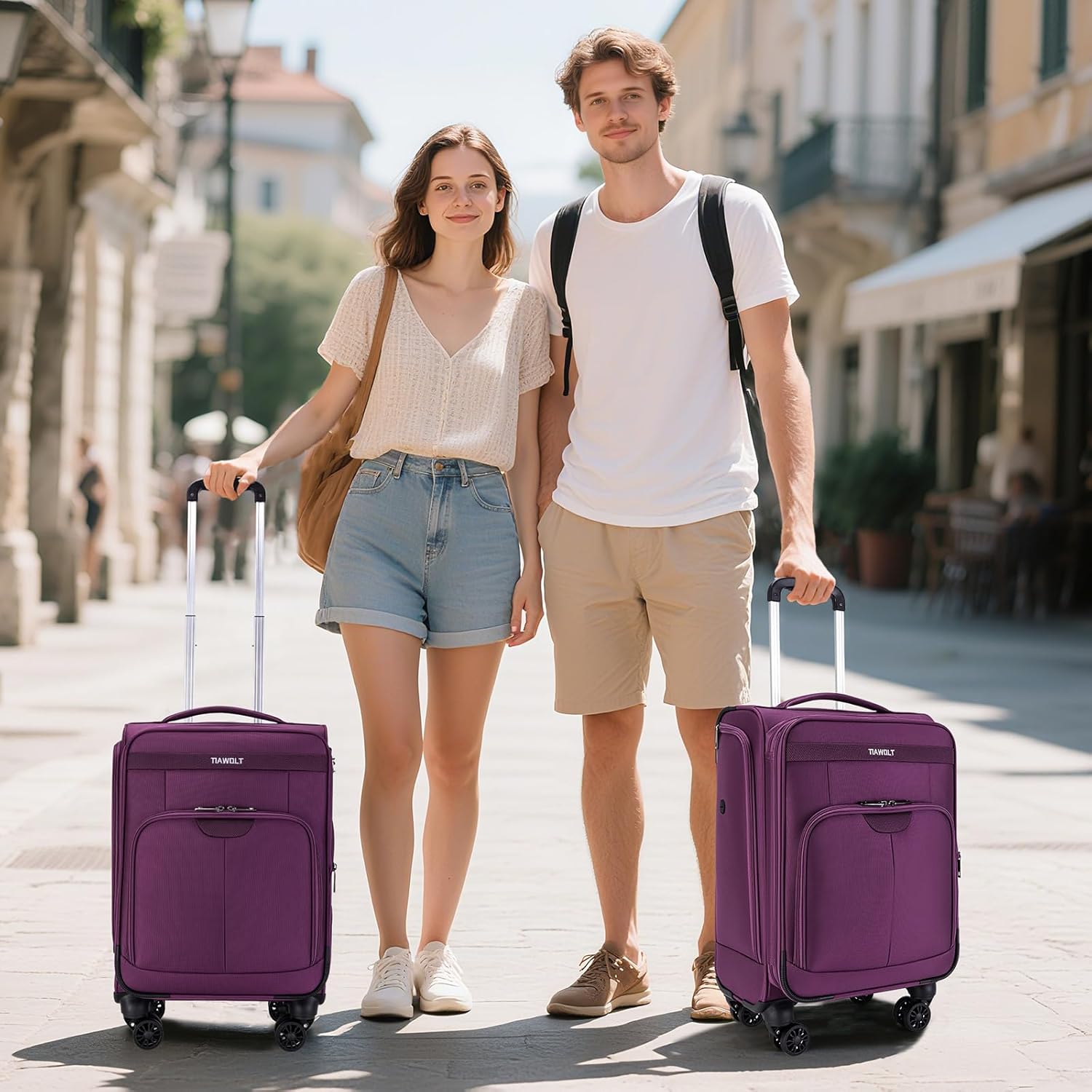 Carry on Luggage with Spinner Wheels 20-Inch,Lightweight Expandable Luggage Set Carry-on Suitcase with Wheels Women Men-Black