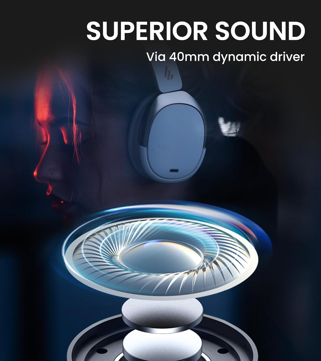 Edifier WH950NB Wireless Headphones - Active Noise Cancelling Headsets - Bluetooth 5.3 - Hi-Res Audio - 55H Playtime - Google Fast Pairing - Dual-Device Connection - Connect to App (Ivory)