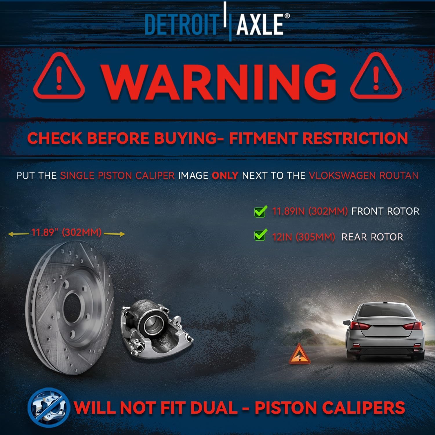 Detroit Axle - Brake Kit for 08-11 Dodge Grand Caravan Chrysler Town & Country 09-11 VW Routan, Disc Brake Rotors Wheel Bearing Hubs Wheel Replacement: 11.89' inch Front and 12' inch Rear Rotor