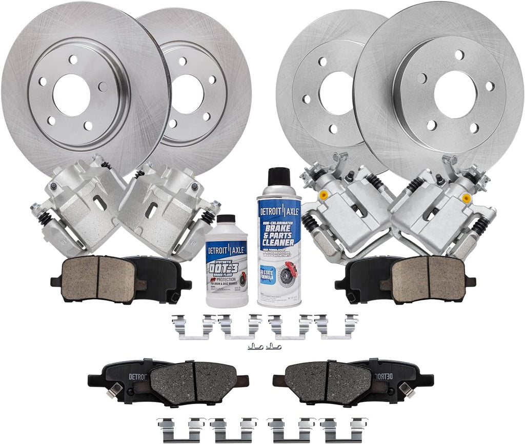 Detroit Axle - Brake Kit for 04-12 Chevrolet Malibu, 07-09 Saturn Aura, 06-10 Pontiac G6, Disc Brake Rotors Ceramic Brakes Pads Brake Calipers Replacement: 11.65 inch Front and 10.63 inch Rear Rotors