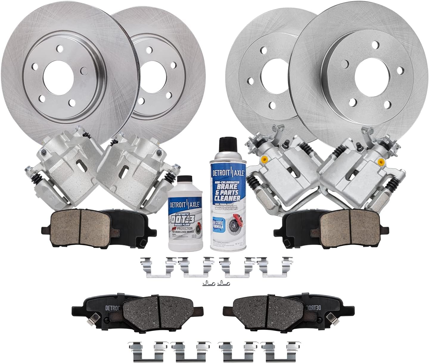 Detroit Axle - Brake Kit for 04-12 Chevrolet Malibu, 07-09 Saturn Aura, 06-10 Pontiac G6, Disc Brake Rotors Ceramic Brakes Pads Brake Calipers Replacement: 11.65 inch Front and 10.63 inch Rear Rotors