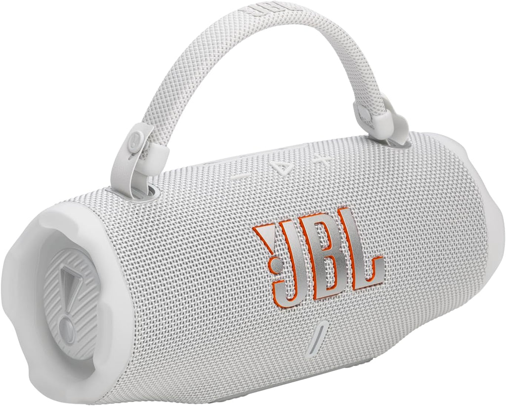 JBL Charge 6 - Portable Waterproof & Drop-Proof Bluetooth Speaker, Bold JBL Pro Sound with AI Sound Boost, 28Hrs of Playtime, Built-in powerbank & Comes with a Sturdy/Removable Carrying Strap (White)