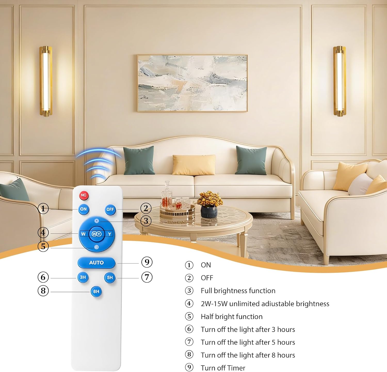 Battery Operated Wall Sconce Wall Decor Set of 2, Gold Rechargeable Wall Sconces 15000mAh Detachable Battery Wall Light Modern No Hardwiring Portable Lighting for Wall Painting, Bedroom, Hallway