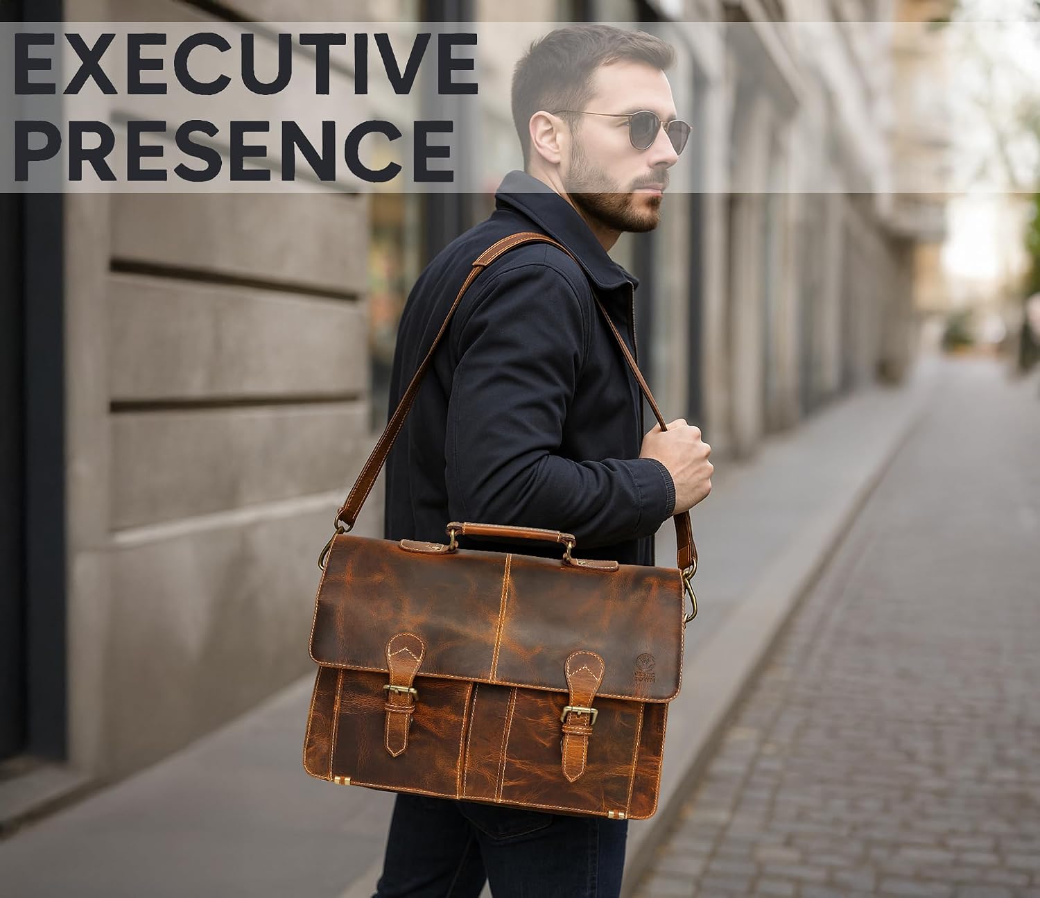 RUSTIC TOWN Handmade Leather Shoulder Briefcase Messenger Bag Mens 16 inch Laptop Satchel