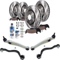 Detroit Axle - Control Arms Brake Kit for 2010-2013 BMW X5 xDrive35d, 2010 X6 xDrive35i, Lower Forward & Rearward Control Arms w/Ball Joints Brake Rotors Ceramic Brakes Pads Front & Rear Replacement