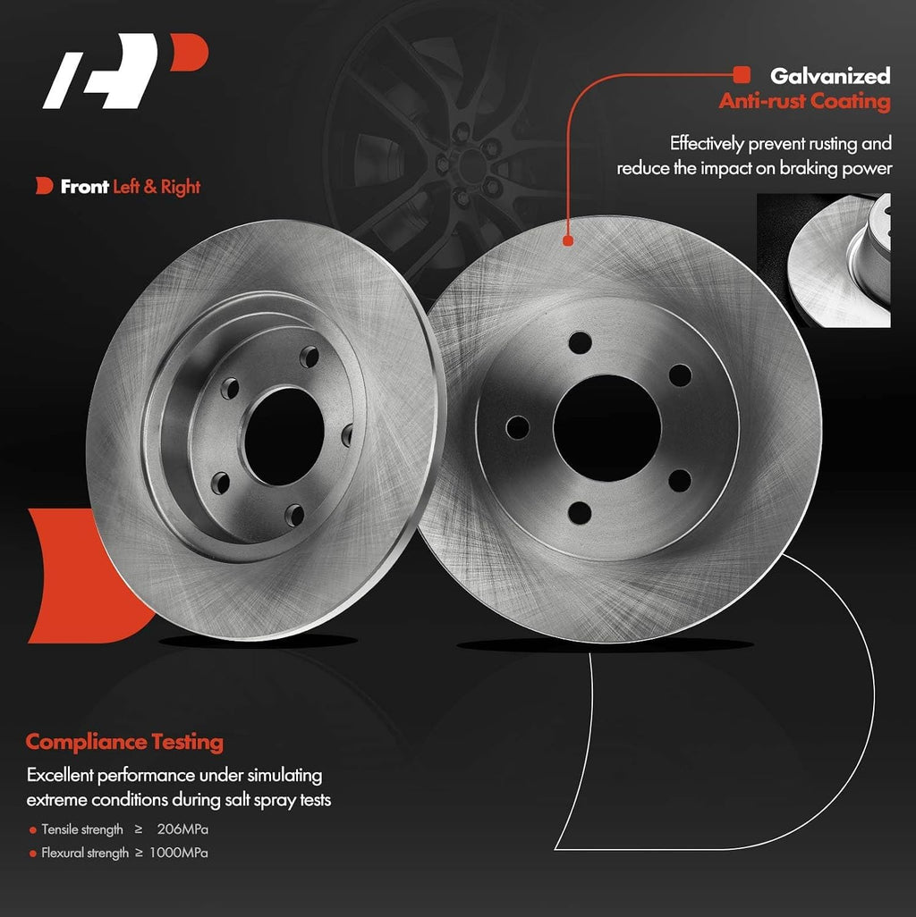 A-Premium Front Vented and Rear Solid Disc Brake Rotors + Ceramic Pads Kit Compatible with Select Chevrolet & Pontiac Models - Malibu 2004-2008, G6 2006-2007, 12-PC Set