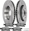 SCITOO Brake Kits For Dodge For Durango 2011-2020,For Jeep For Grand Cherokee 2011-2020 Front Drilled & Slotted Disc Brakes Rotors and Semi Metallic Brakes Pads Replacement:53062;D1455-8856
