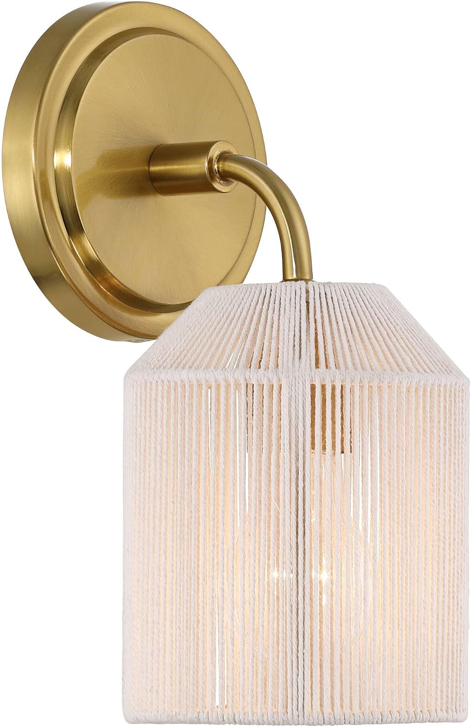 Possini Euro Design Jacob 11' High Modern Wall Sconce Light Lamp Fixture Mount Set of 2 Bathroom Bedroom Bedside Living Room Hardwired Cordless Gold Natural Rope Shade Indoor Kitchen Hallway