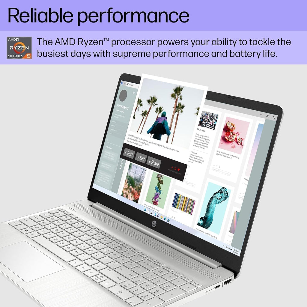 HP 2024 15.6' Business Laptop, AMD Ryzen 5 5500U Processor, 16GB RAM, 512GB SSD, AMD Radeon Graphics, Micro-Edge & Anti-Glare Screen, Thin & Portable, Long Battery Life, Windows 11 Pro