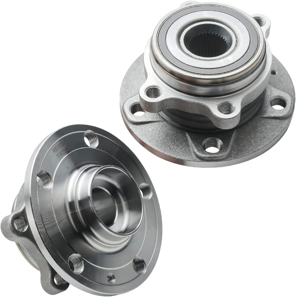 Detroit Axle - Front Brake Kit for Audi Q3 Quattro VW Passat Tiguan Limited, 12.28'' inch Disc Brake Rotors Ceramic Brake Pads Wheel Bearing Hubs Replacement