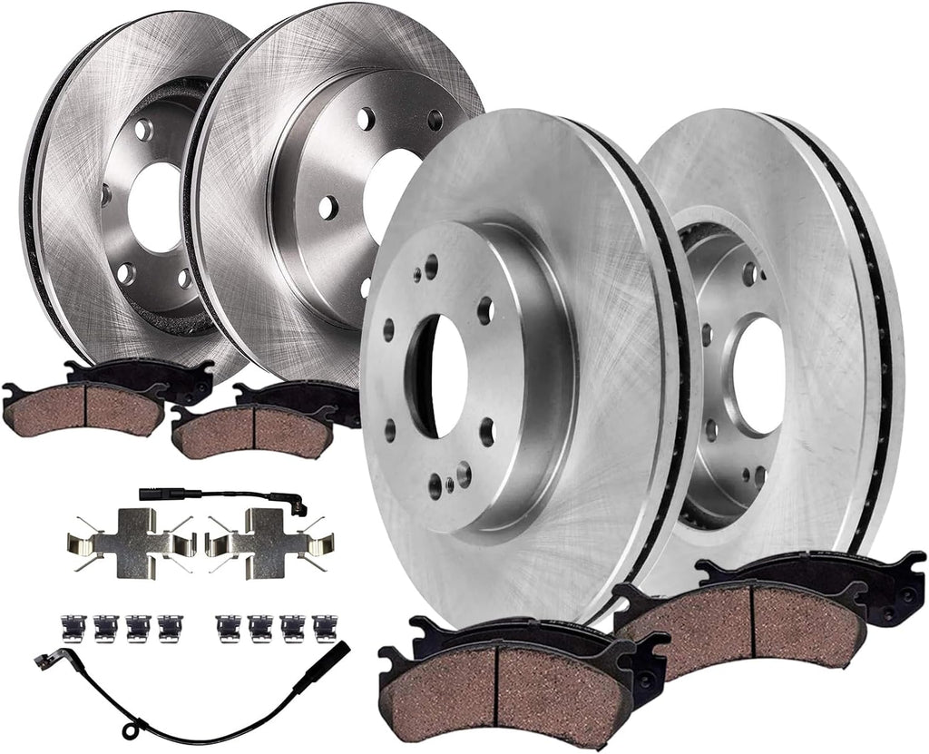 Detroit Axle - 8pc Brake Kit for Chevrolet GMC Silverado Sierra 1500 Yukon XL Cadillac Escalade ESV Disc Brake Rotors Ceramic Brakes Pads Replacement : 13.50' inch Front and 13.58' inch Rear Rotors