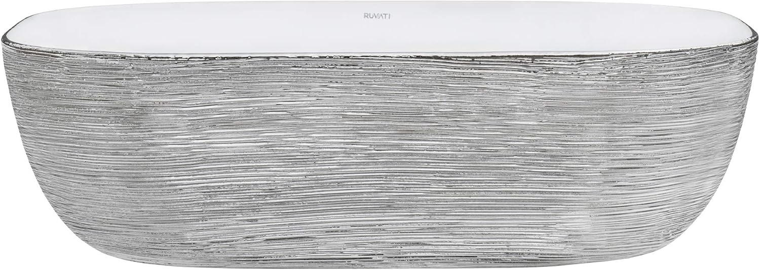 Ruvati 20 x 16 inch Bathroom Vessel Sink Silver Decorative Art Above Vanity Counter White Ceramic Vessel Sink - RVB2016WS | Rectangle Sink, Small Vessel Sinks, Bathroom Sink Countertop
