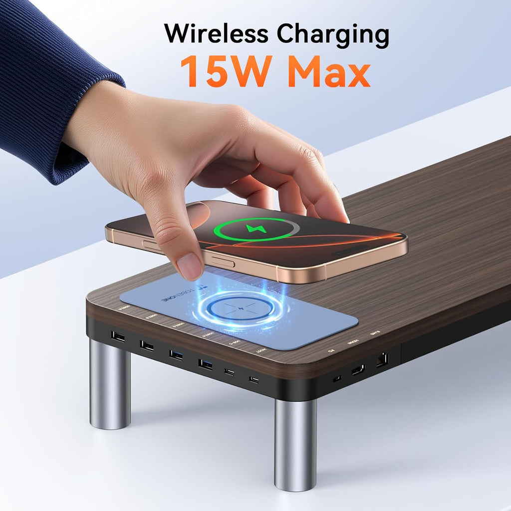 TobenONE MacBook Docking Station 10 in 1 (Monitor Stand), USB C Docking Station with 4K@60Hz HDMI, 100W Power Supply, 5 USB Ports, Ethernet, for MacBook Pro/Pro Max/Air/M1 M2 M3 M4, iMac, Mac mini