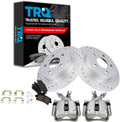 TRQ Performance Rear Brake Pad and Rotor Set Ceramic Solid Rotors Calipers Compatible with 2014-2015 Chevrolet Malibu 2016 Malibu Limited