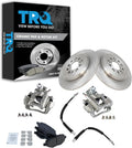 TRQ Rear Brake Pad and Rotor Set Ceramic Rotors Calipers Hoses Compatible with 2010-2012 Ford Flex 2013-2018 Taurus 2010-2013 Lincoln MKT