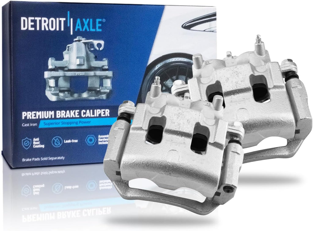 Detroit Axle - 2pc Front Brake Calipers for 2017-2022 Ford Edge Lincoln MKX Continental, Disc Brake Calipers with Brackets 2018 2019 2020 2021 Replacement