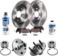 Detroit Axle - Rear Wheel Bearing Hubs Brake Kit for 2002-2005 Ford Explorer Mercury Mountaineer 2003 2004, Disc Brake Rotors Ceramic Brake Pads Wheel Bearing Hubs Replacement [11.85 inch Rotors]