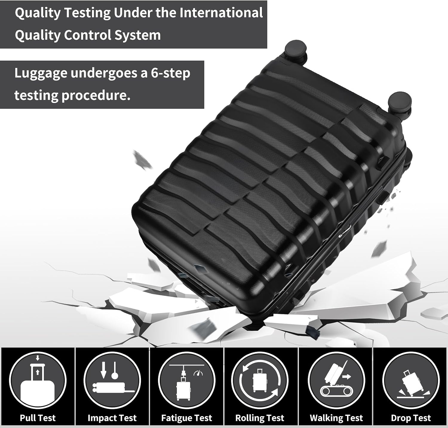 WireHot Lightweight Luggage with Spinner Wheels & YKK Zipper, Hard Shell 3-Piece Suitcase ABS+PC Hardside Luggage Set with TSA Lock for Men Travel, Black (20+24+28 inch)