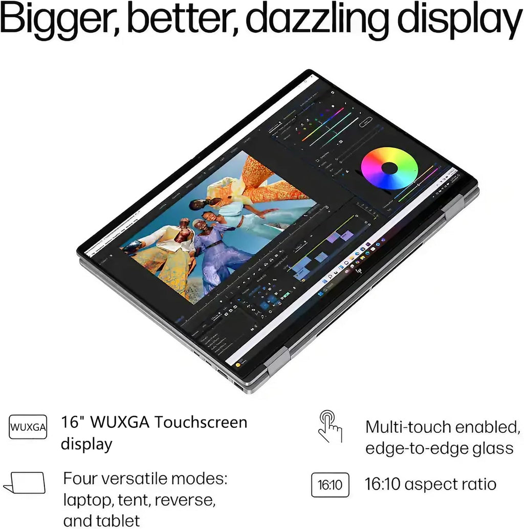 HP OmniBook X Flip AI PC 2-in-1 Laptop | 16' WUXGA Touchscreen | AMD 6-Core Ryzen AI 5 340 (Up to 50 Tops) | 16GB DDR5 4TB SSD | Backlit 5MP IR Privacy Camera Win11 w/DLCA Accessory