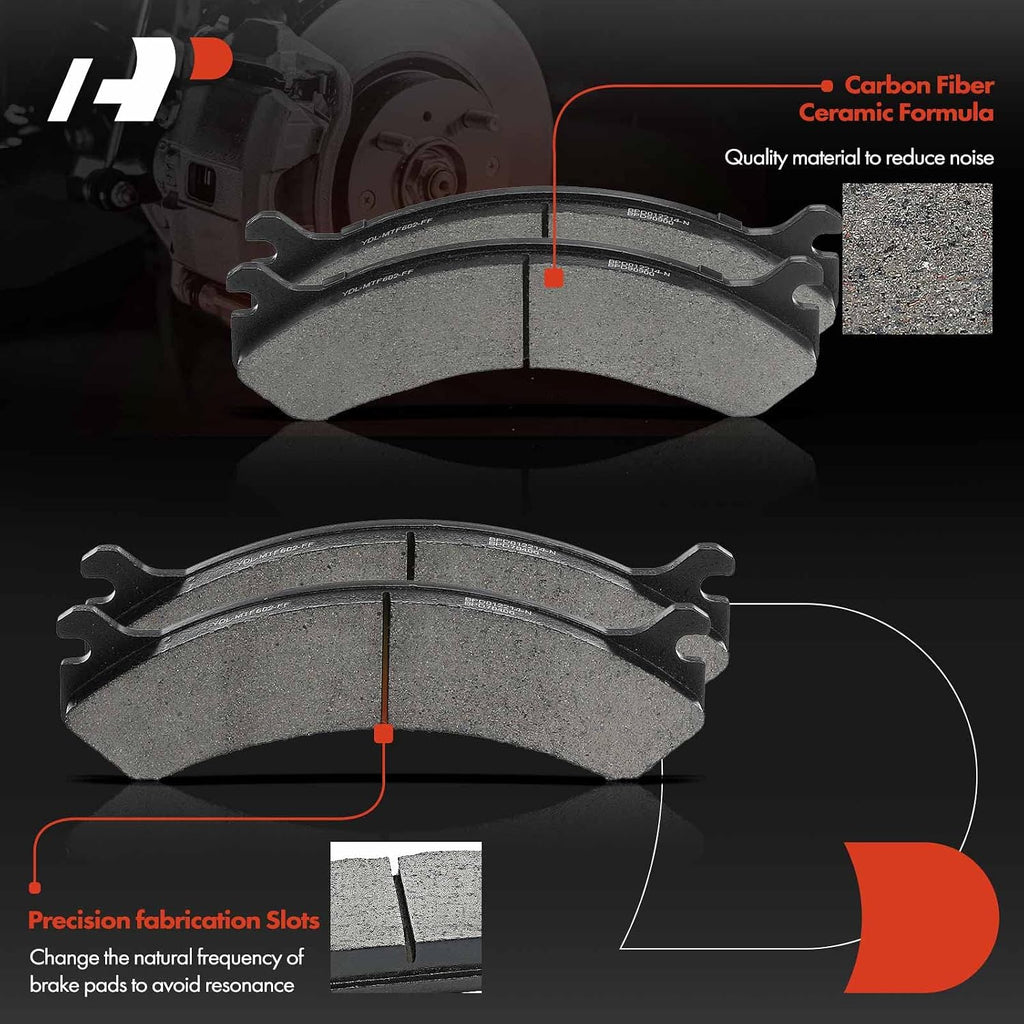 A-Premium Front and Rear Drilled and Slotted Disc Brake Rotors + Ceramic Pads Kit Compatible with Select Chevy and GMC Models - Silverado 3500/Sierra 3500 2001-2006, Silverado 3500 HD, Sierra 3500 HD