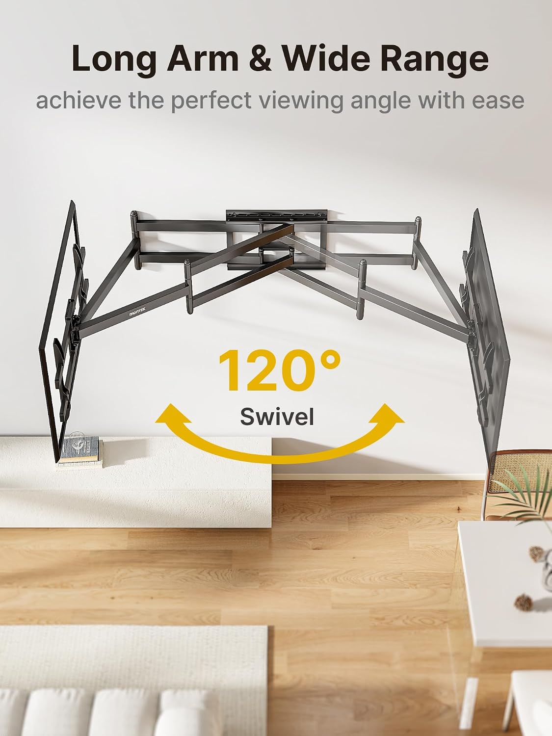 monTEK Long Arm TV Wall Mount for Most 43-90 Inch TVs, 42.5 Inch Long Extension TV Mount Swivel and Tilt, Full Motion Wall Mount Tv Bracket Fit Max VESA 800 x 400mm, Up to 132 lbs, 16',18' Studs