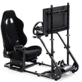 Supllueer Racing Simulator Cockpit with TV Mount and Gaming Seat Fit for Logitech GPRO G920 G923, for Thrustmaster T128 T300, Sim Driving Stand Without Steering Wheel/Pedal/Shifter/TV