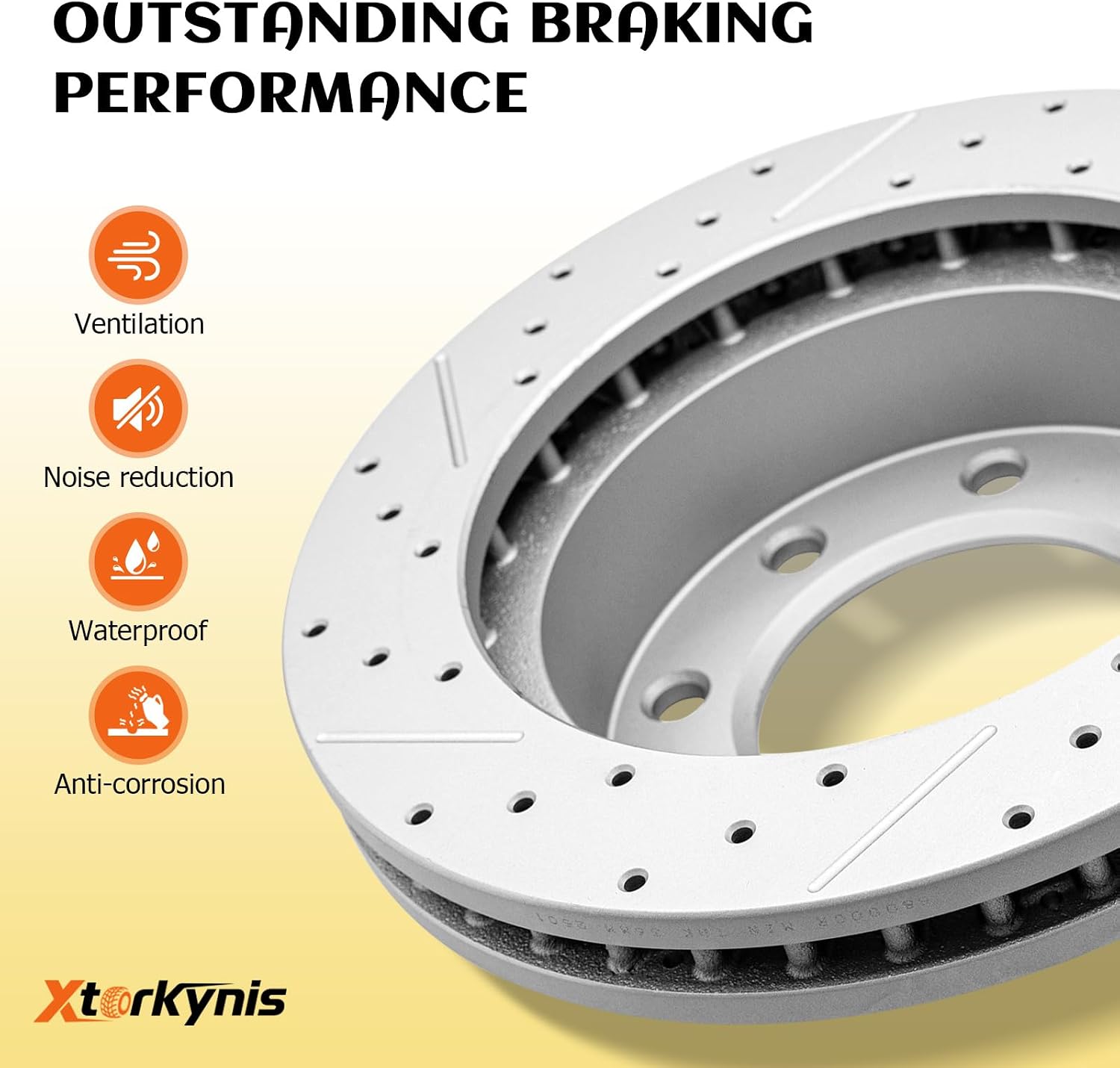 Front Brake Kit, Drilled and Slotted Brake Rotor with Ceramic Pads for Chevy Avalanche Express Silverado Suburban Savana 1500 2500 3500 Hd, Gmc Sierra Yukon Xl 1500 2500 3500 Hd, Hummer H2