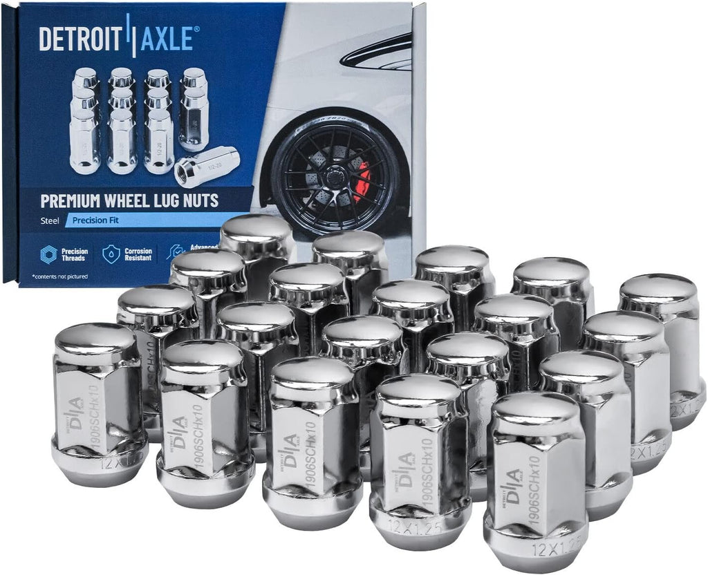 Detroit Axle - Front Disc Rotors Brake Pads + Wheel Hubs w/ 20pc Wheel Lug Nuts Replacement for Subaru Impreza Forester - 26pc Set