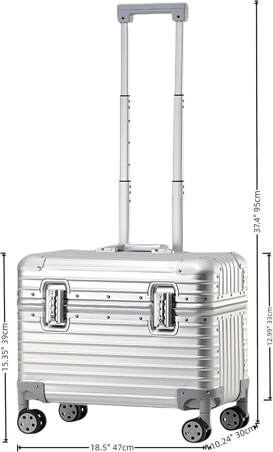 Full Aluminum Camera Carry-On Luggage DSLR Shockproof TSA lock Photography Gear Case with Removable Dividers & 360° detachable Wheels Luggage Rolling camera bag Camera storage case (silver)