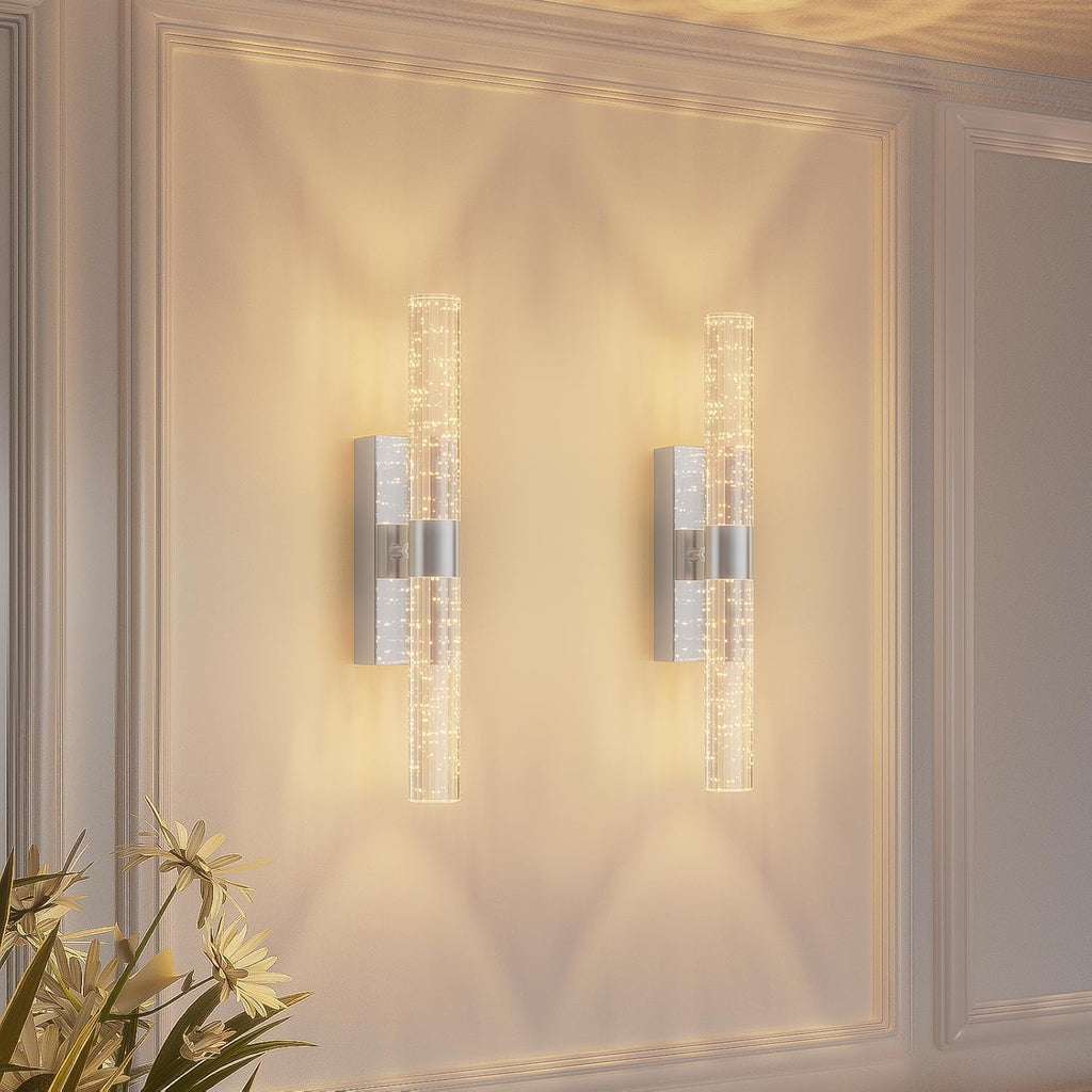 camuucci Battery Operated Wall Sconces Set of 2 Rechargeable Battery Powered Wall Light with 12000mAh Not Hardwired Dimmable Wall Lamp Fixtures for Bedroom Living Room Silver 15.3 Inches