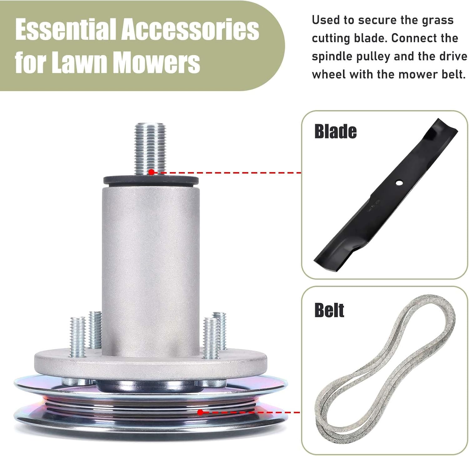3 Pack 51528000 51537200 Lawn Mower Deck Spindle Assembly with Spindle Nut Compatible with Ariens Ikon-X/XD/XL 52 & Edge 52 & Gravely ZTX/ZT XL 52 Zero-Turn Mower Model 915xxx