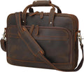 Masa Kawa Leather Briefcase for Men 17/15.6' Laptop Crossbody Shoulder Messenger Bag Business Travel Work Attache Case
