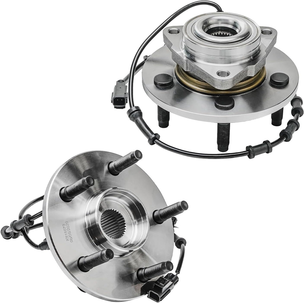 Detroit Axle - Wheel Bearing Hubs Brake Kit for 2002-2005 Dodge Ram 1500 [5 Lug] Front Rear Disc Brake Rotors Ceramic Brakes Pads Front Wheel Bearing Hubs 2003 2004 Replacement