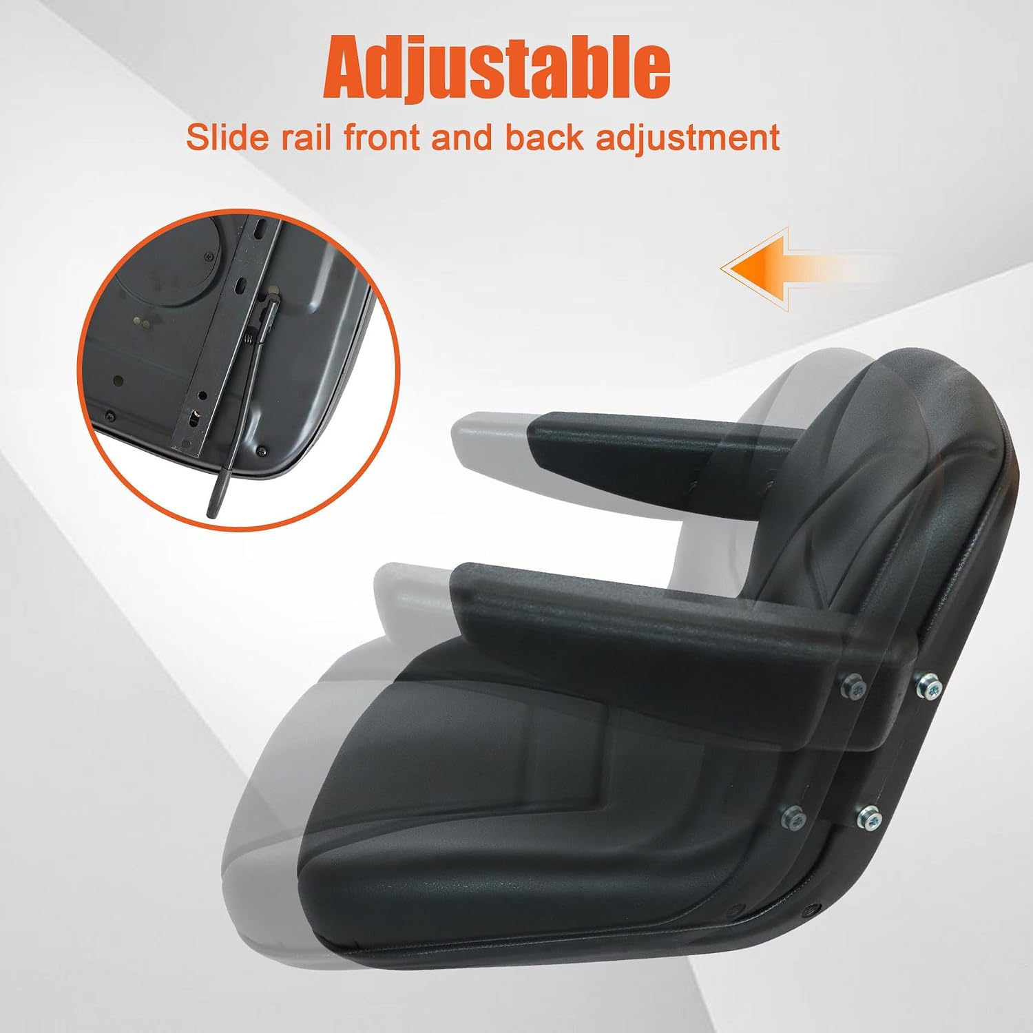 GXARTS Universal Replacement High Back Riding Lawn Mower Seat Garden Tractor Seat Slide Forklift Seat with Armrest Fit for MTD Craftsman Husqvarna Kubota Toro John Deere Cub Cadet Exmark National