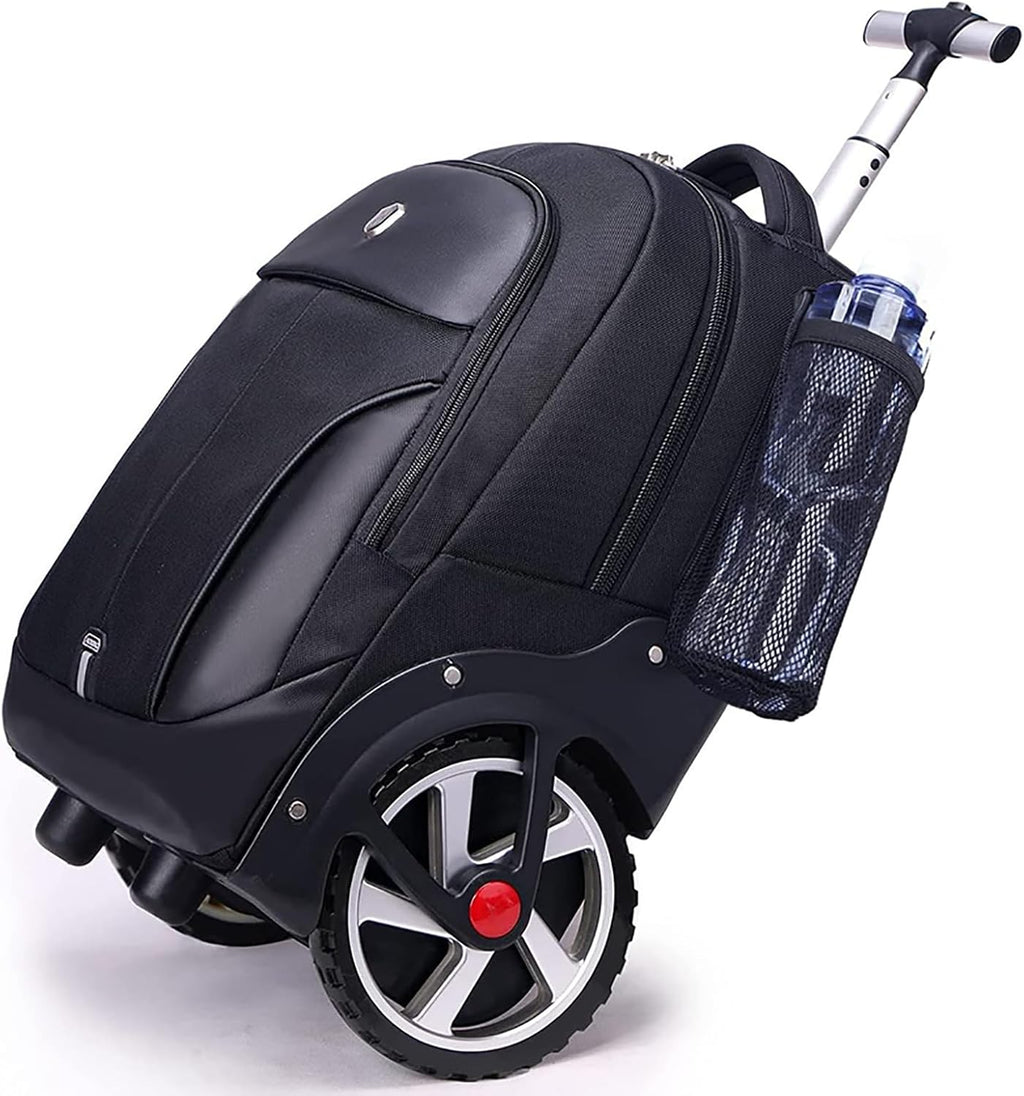 WMHYLYH 22 Inch Rolling Backpack, Waterproof Backpack with Wheels for Business and Travel Commuter, Carry on Laptop Backpack for Women and Men Adult (black)