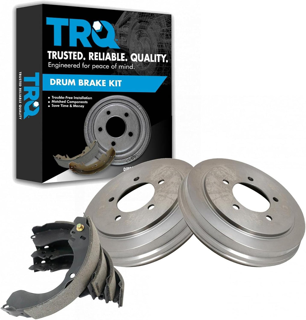 TRQ Brake Drum & Shoe Rear Set Kit Compatible with Chrysler Dodge Jeep