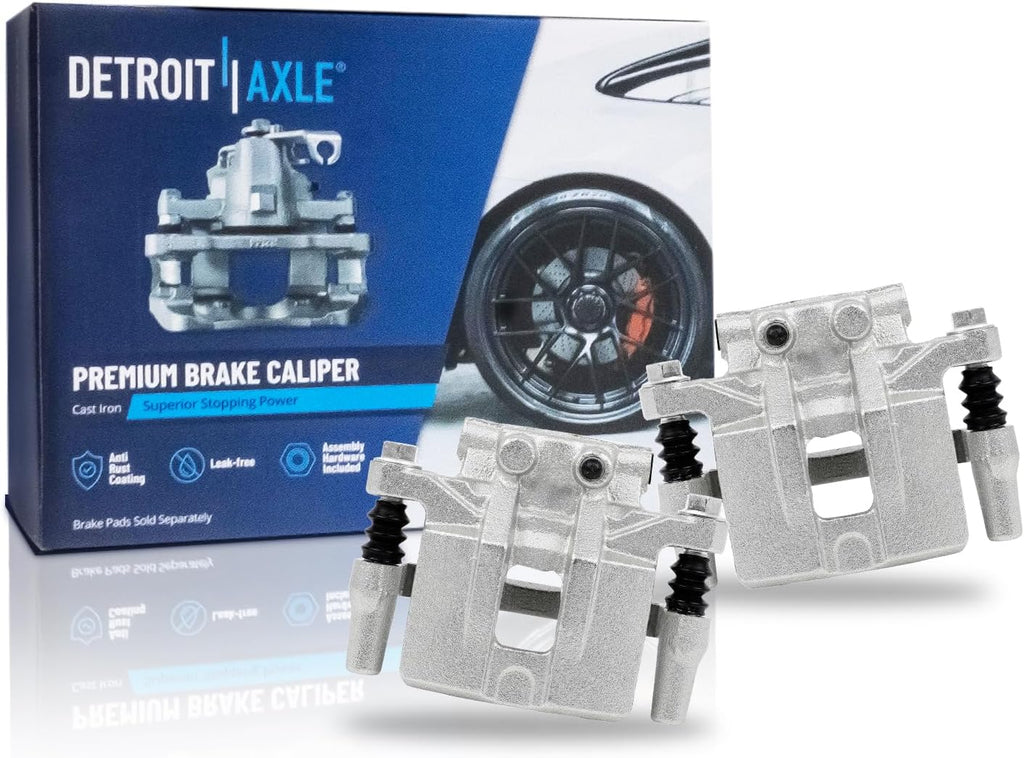 Detroit Axle - Rear Disc Brake Rotors Pads Calipers w/Bracket Kit Replacement for Dodge Caliber Mitsubishi Lancer Outlander Sport RVR - 8pc Set