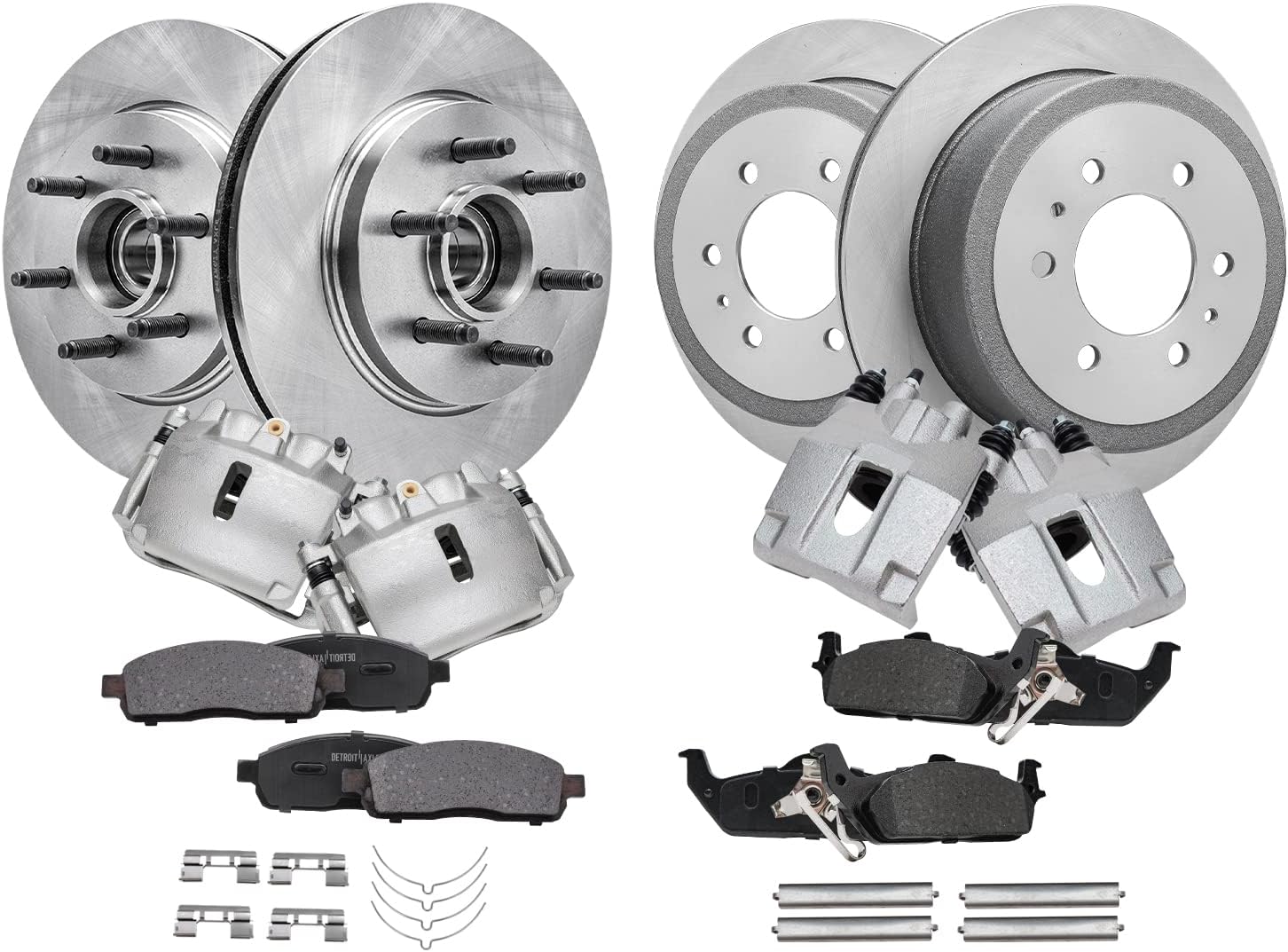 Detroit Axle - RWD Brake Kit for 2005-2008 Ford F-150 2006 2007 2008 Lincoln Mark LT Rear & Front Disc Brake Rotors Ceramic Brakes Pads w/Hardware Brake Calipers Replacement
