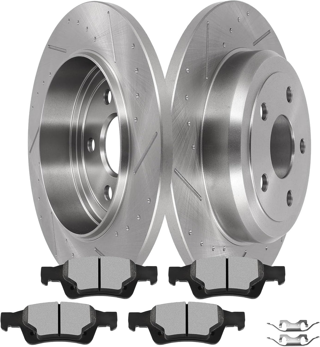 SCITOO Disc Brake Pads and Rotors Rear 12.99' Rotors Replacement For Dodge For Durango 2011-2020,For Jeep For Grand Cherokee 2011-2020, 5/Lugs Solid Brake Kits