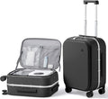 mixi 20 Inch Carry On Luggage 22x14x9 Airline Approved PC Hard Shell Suitcase Top Opening Aluminum Frame Travel Suitcases with Wheels, Blcak