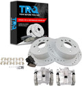 TRQ Performance Rear Brake Pad and Rotor Set Ceramic Solid Rotors Calipers Compatible with 2013-2015 Toyota Avalon 2012-2017 Camry