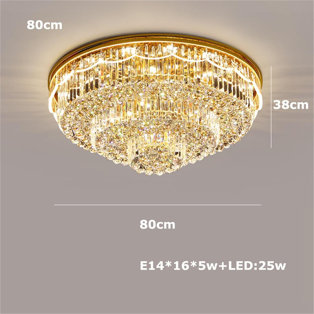 Rectangular Round K9 Crystal Silver Gold Dimmable LED Ceiling Chandelier Lamp Ceiling Lamp for Living Room,Dining Light Fixtures