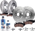 Detroit Axle - Brake Kit for 2014 Cadillac CTS [V; Sedan] Drilled and Slotted Disc Brakes Rotors Ceramic Brake Pads Replacement : 13.58' inch Front and 14.37' inch Rear Rotors