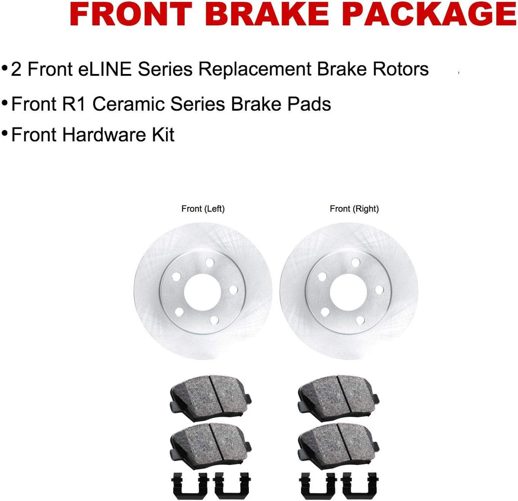R1 Concepts Front and Rear Brake Kit Fits 2007-2018 BMW X5; 2011-2019 BMW X6| Ceramic Pads, Blank Rotors| Hardware| 13.1' Front & 12.6' Rear